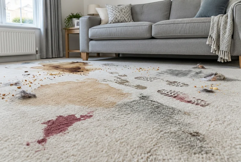 Living room carpet before cleaning